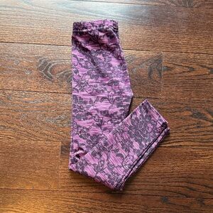 Kids Floral Leggings - Purple